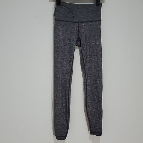 LULULEMON Wunder Under high rise size 6 Heathered black leggings - Picture 3 of 6